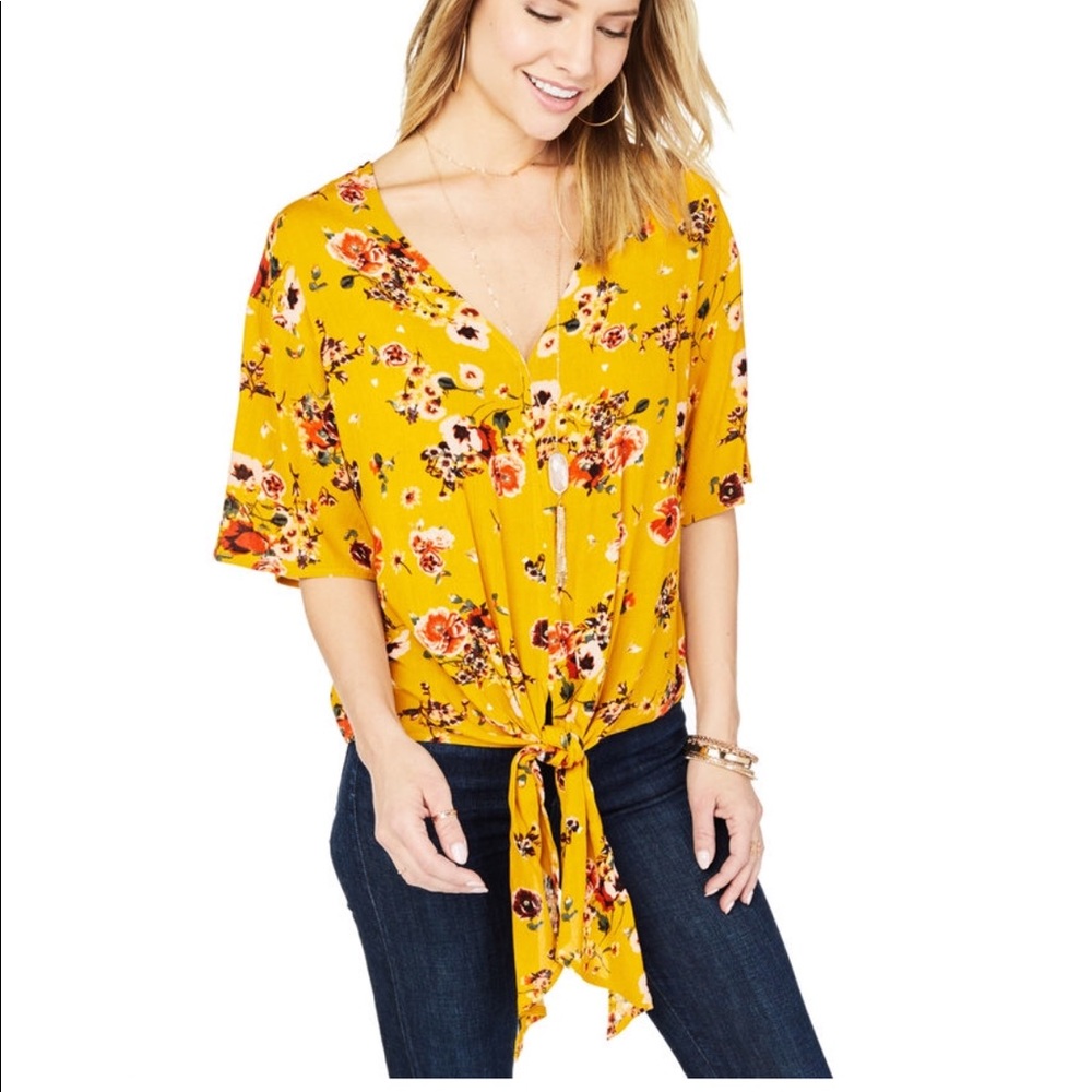 Floral relaxed fit blouse, yellow